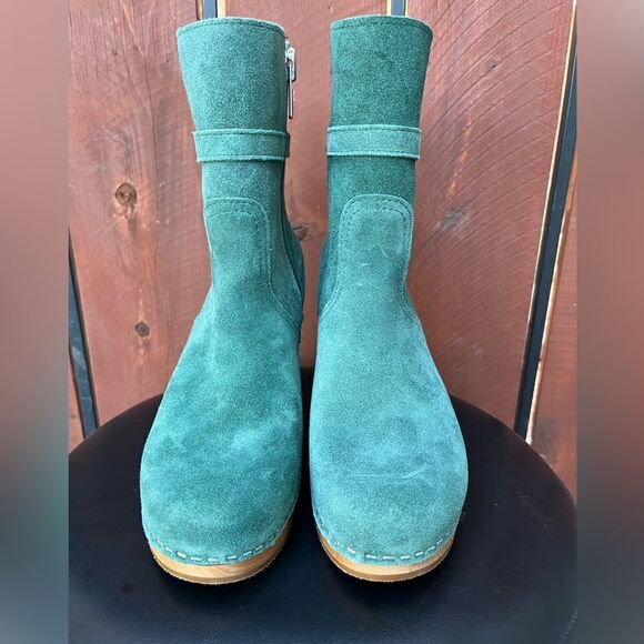 Swedish Hasbeens High-Heeled Jodhpur Boots green suede size 39EU - Picture 4 of 11